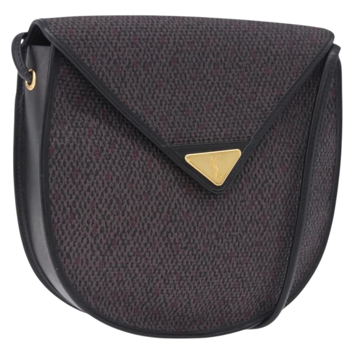 SAINT LAURENT Shoulder Bag Canvas Purple Gold Tone Auth 202276A