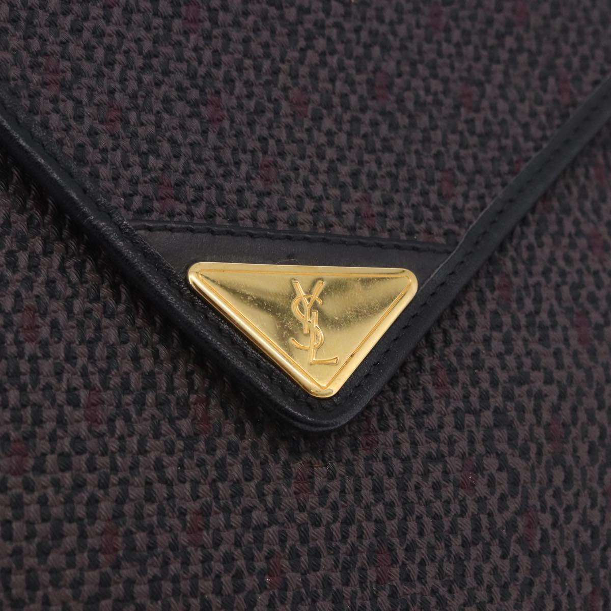 SAINT LAURENT Shoulder Bag Canvas Purple Gold Tone Auth 202276A