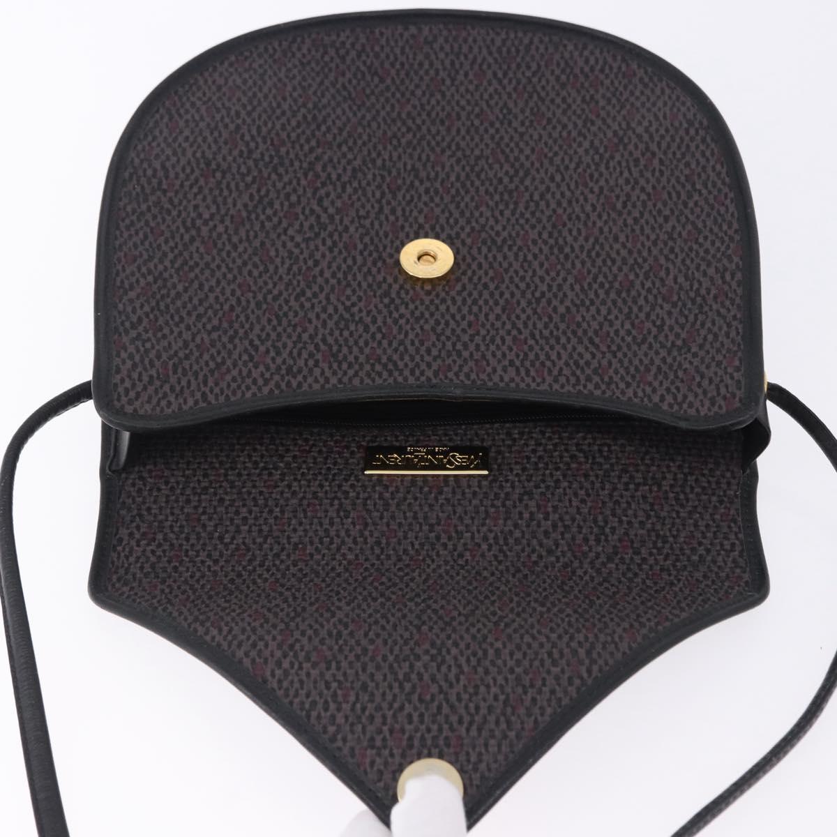 SAINT LAURENT Shoulder Bag Canvas Purple Gold Tone Auth 202276A