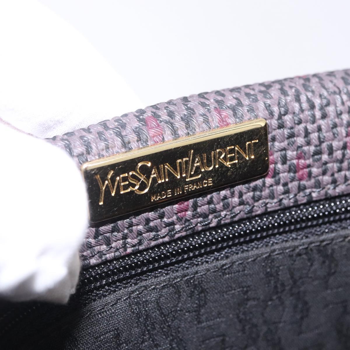 SAINT LAURENT Shoulder Bag Canvas Purple Gold Tone Auth 202276A