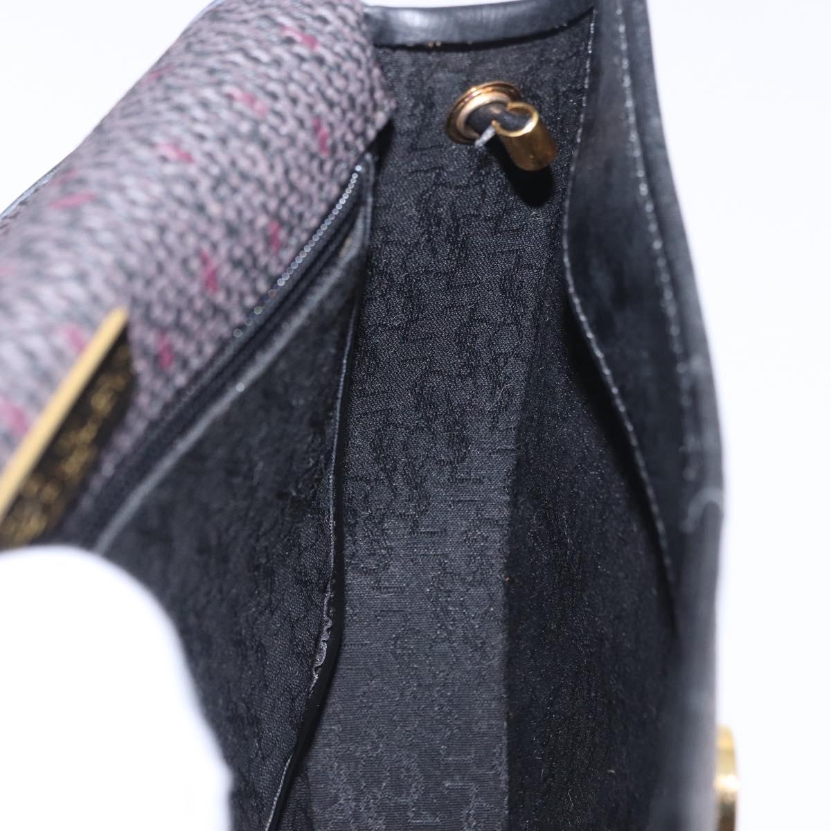 SAINT LAURENT Shoulder Bag Canvas Purple Gold Tone Auth 202276A