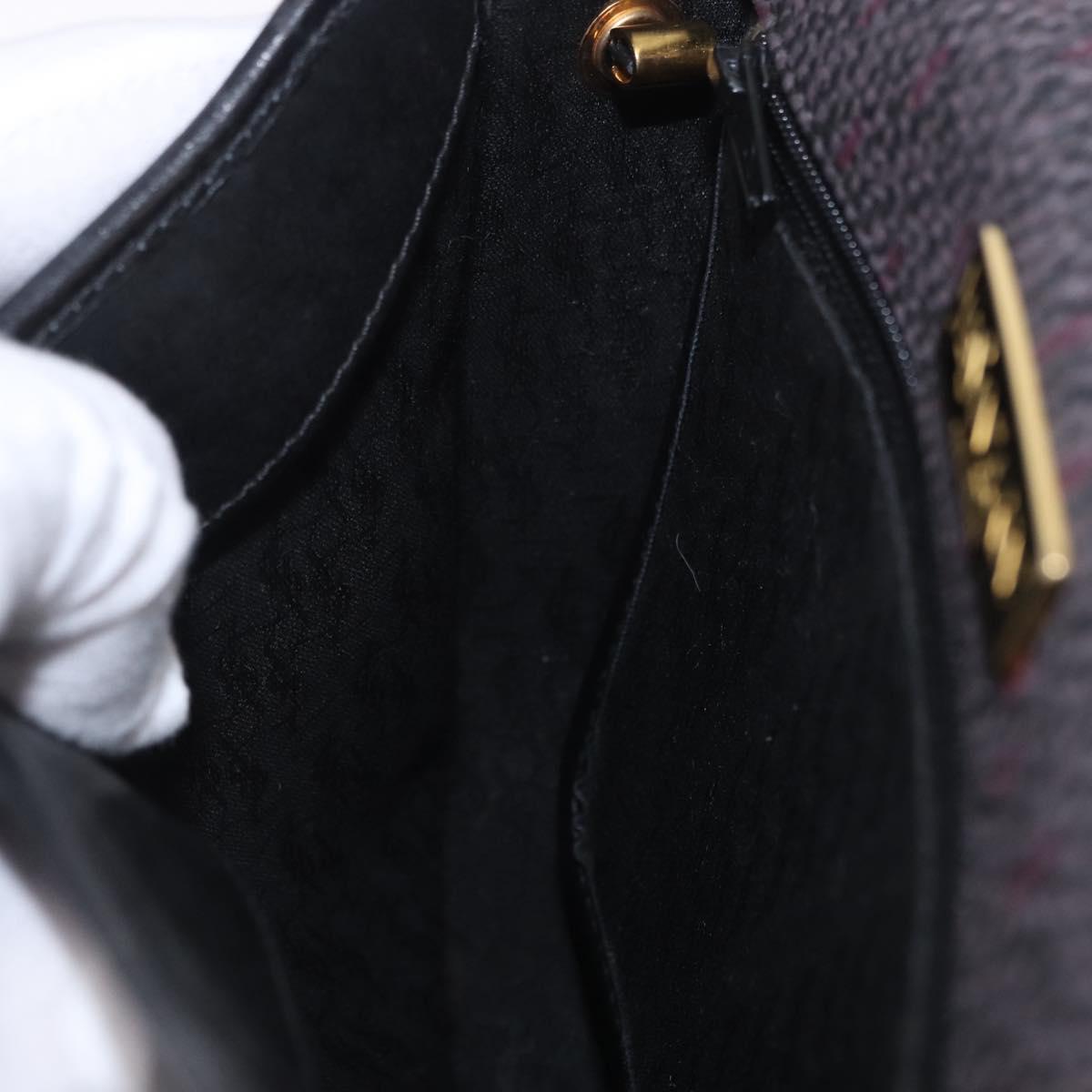 SAINT LAURENT Shoulder Bag Canvas Purple Gold Tone Auth 202276A