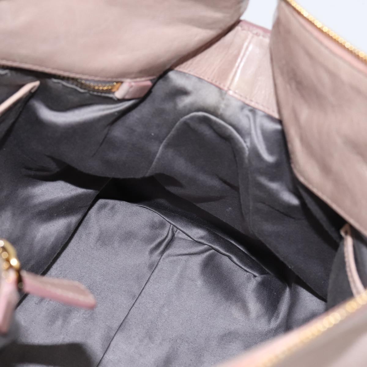 Miu Miu Vitellolux Hand Bag Leather 2way Gray Gold Auth 202277M