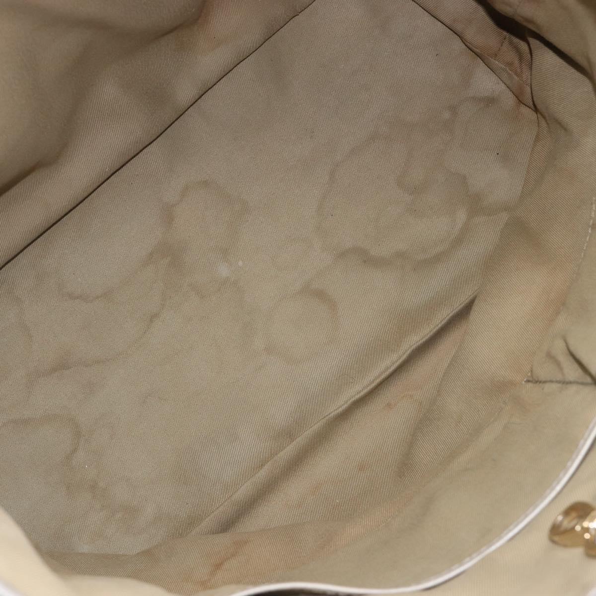 BVLGARI Tote Bag Leather Silver Auth 202279