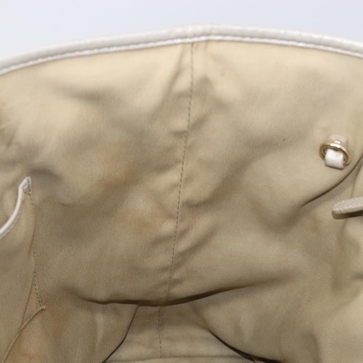 BVLGARI Tote Bag Leather Silver Auth 202279