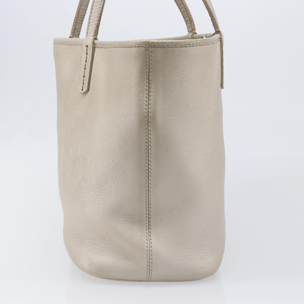 BVLGARI Tote Bag Leather Silver Auth 202279