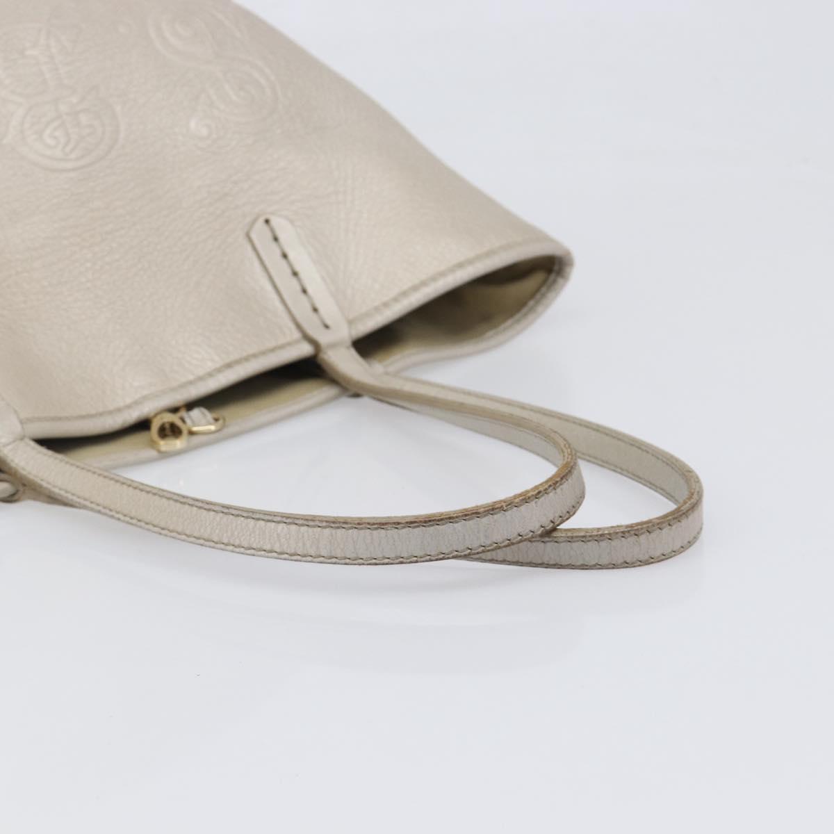 BVLGARI Tote Bag Leather Silver Auth 202279