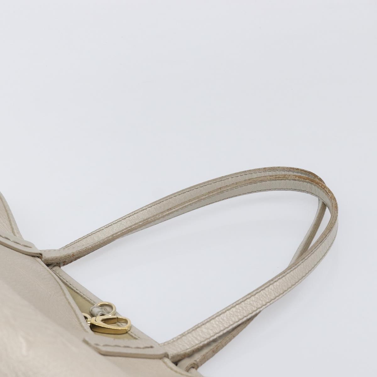 BVLGARI Tote Bag Leather Silver Auth 202279