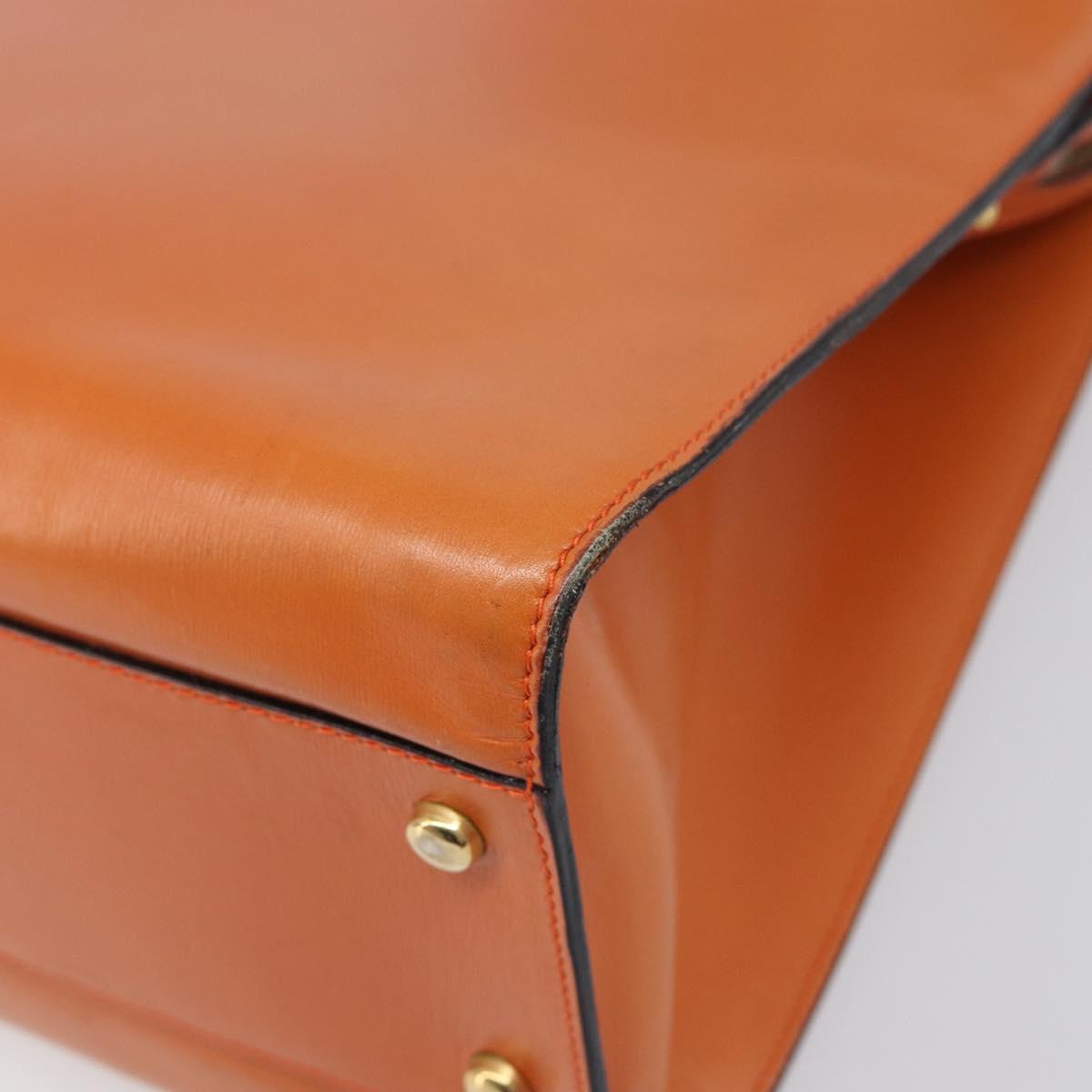 CELINE Star Ball Tote Bag Leather Orange Gold Tone Auth 202281A