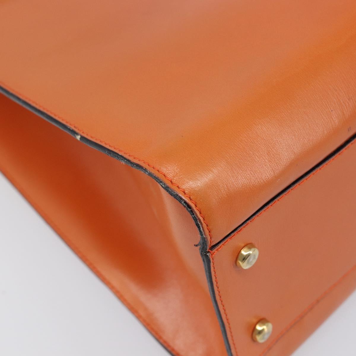 CELINE Star Ball Tote Bag Leather Orange Gold Tone Auth 202281A
