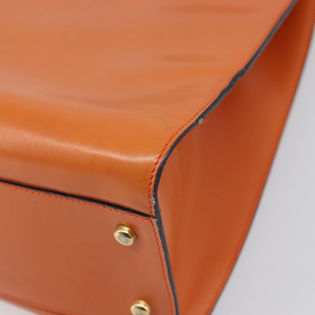 CELINE Star Ball Tote Bag Leather Orange Gold Tone Auth 202281A