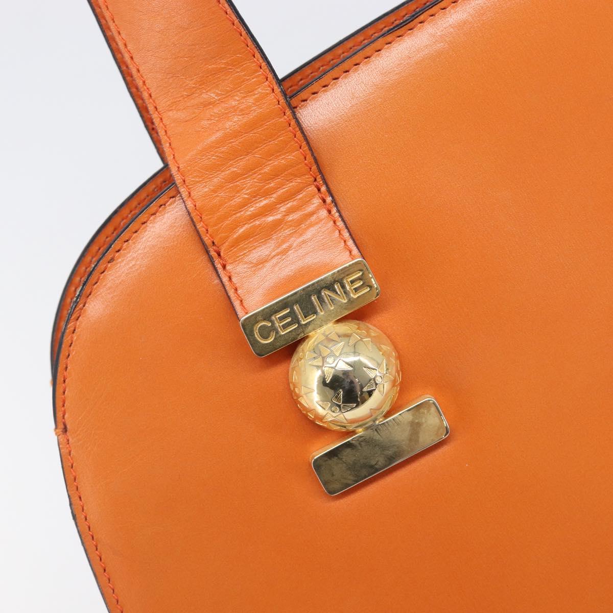 CELINE Star Ball Tote Bag Leather Orange Gold Tone Auth 202281A