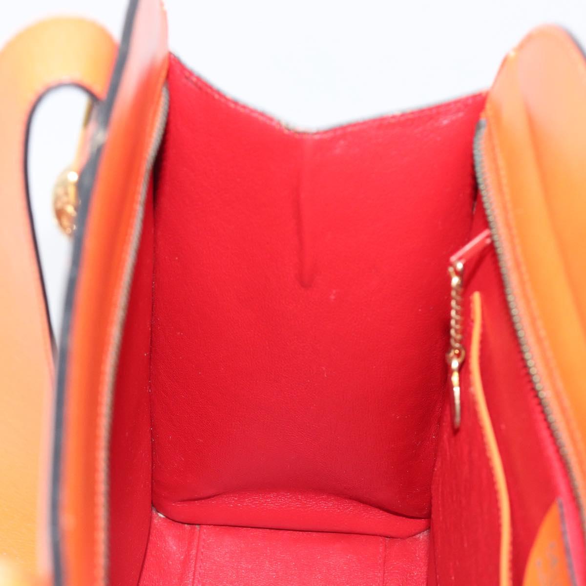 CELINE Star Ball Tote Bag Leather Orange Gold Tone Auth 202281A