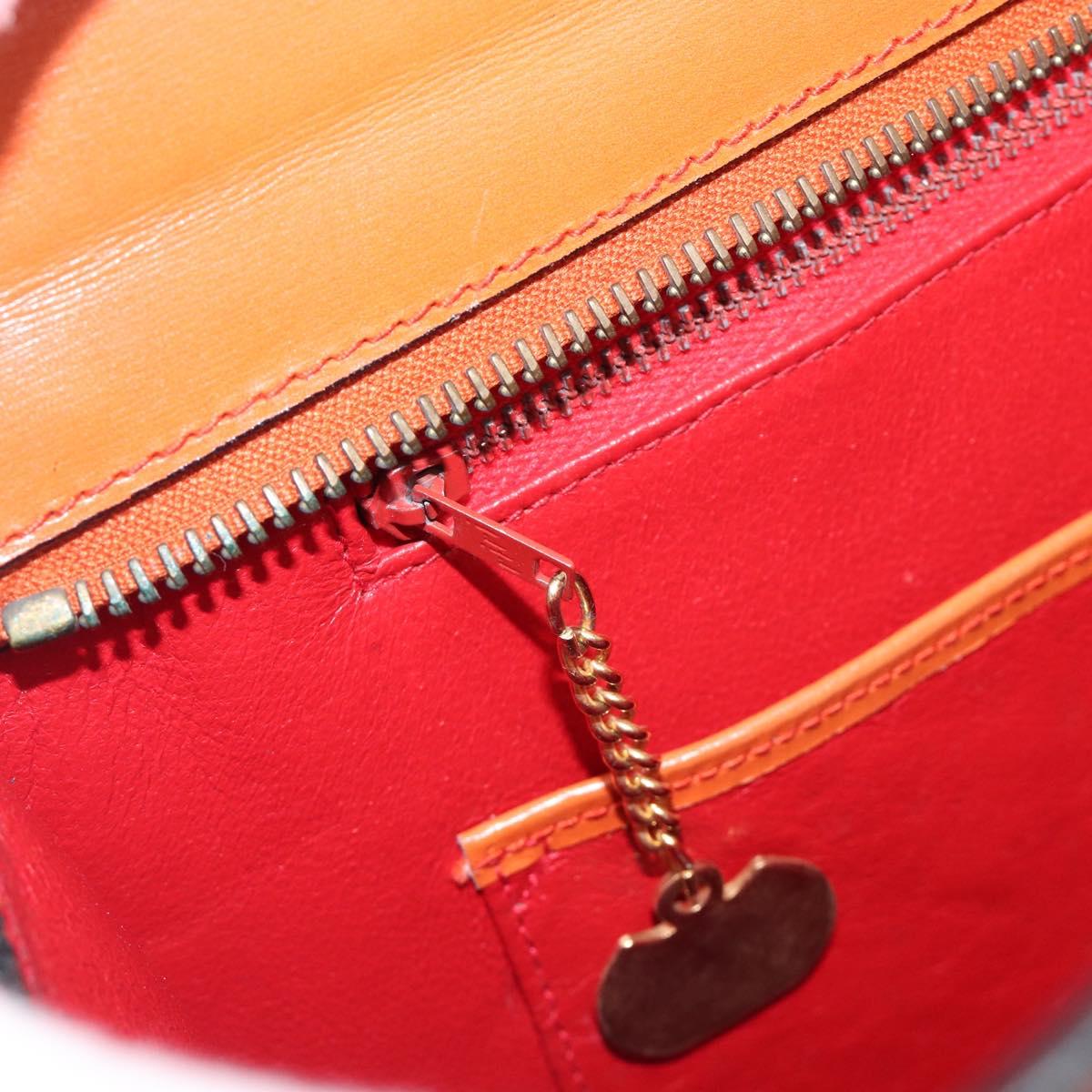 CELINE Star Ball Tote Bag Leather Orange Gold Tone Auth 202281A