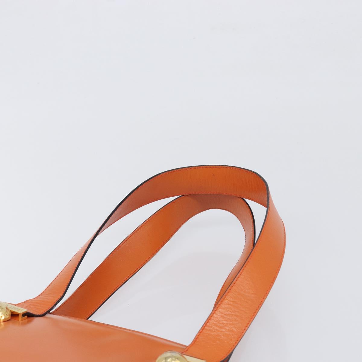 CELINE Star Ball Tote Bag Leather Orange Gold Tone Auth 202281A