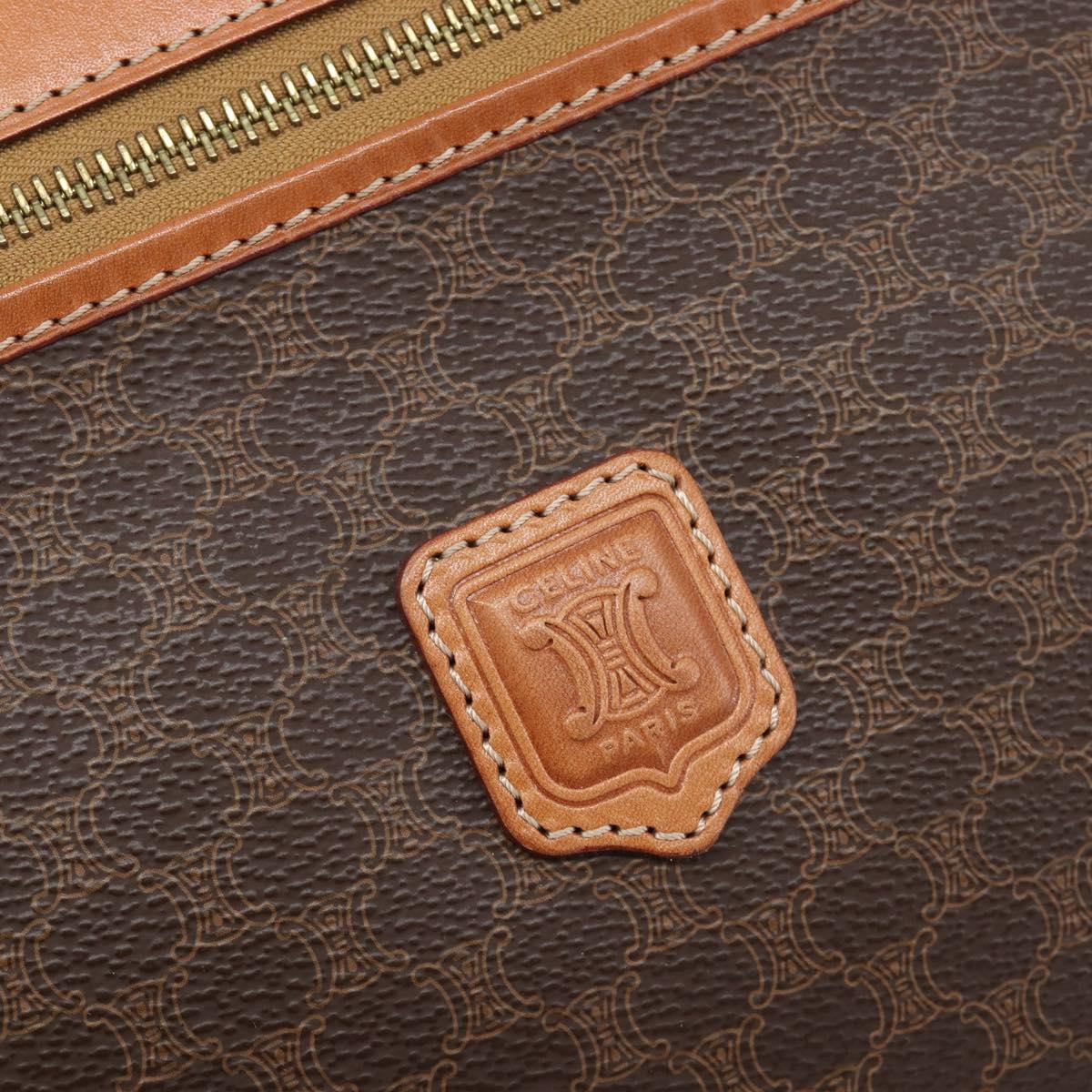 CELINE Macadam Clutch Bag PVC Leather Brown Gold Tone Auth 202284A