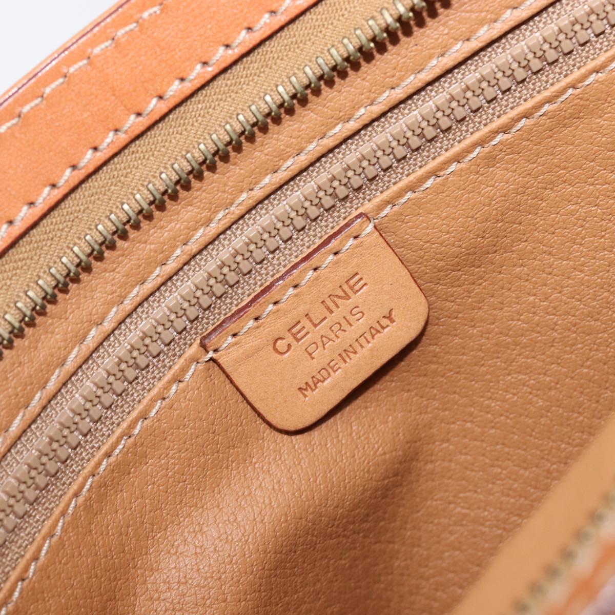 CELINE Macadam Clutch Bag PVC Leather Brown Gold Tone Auth 202284A