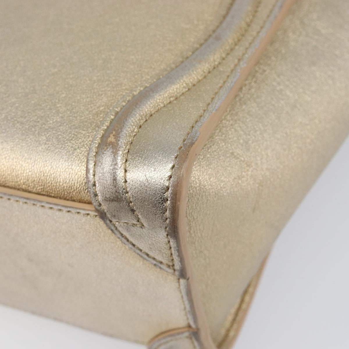 CELINE Luggage Nano Shopper Hand Bag Leather 2way Gold Auth 202288A
