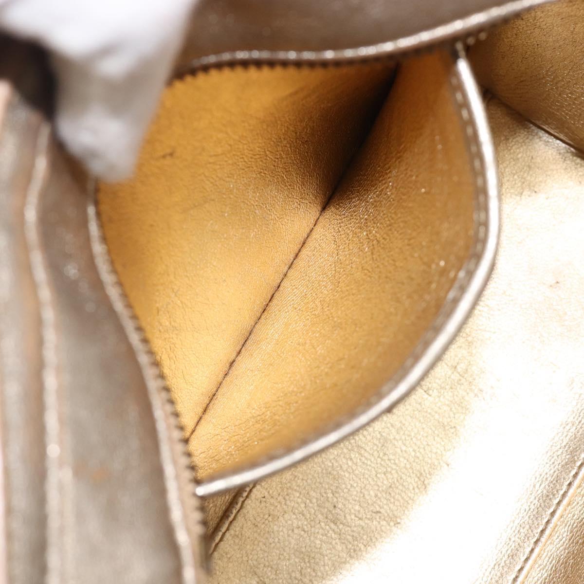 CELINE Luggage Nano Shopper Hand Bag Leather 2way Gold Auth 202288A