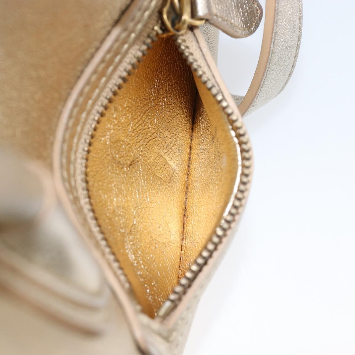 CELINE Luggage Nano Shopper Hand Bag Leather 2way Gold Auth 202288A