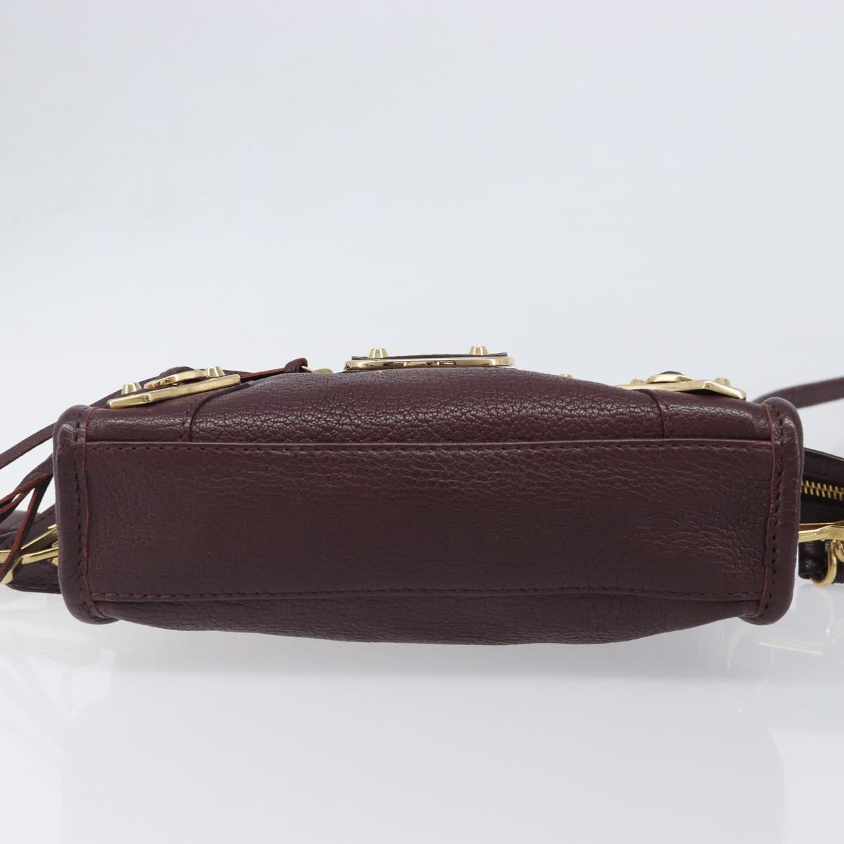 BALENCIAGA Classic Metallic Edge Nano City Leather Bordeaux 505982 Auth 202292V
