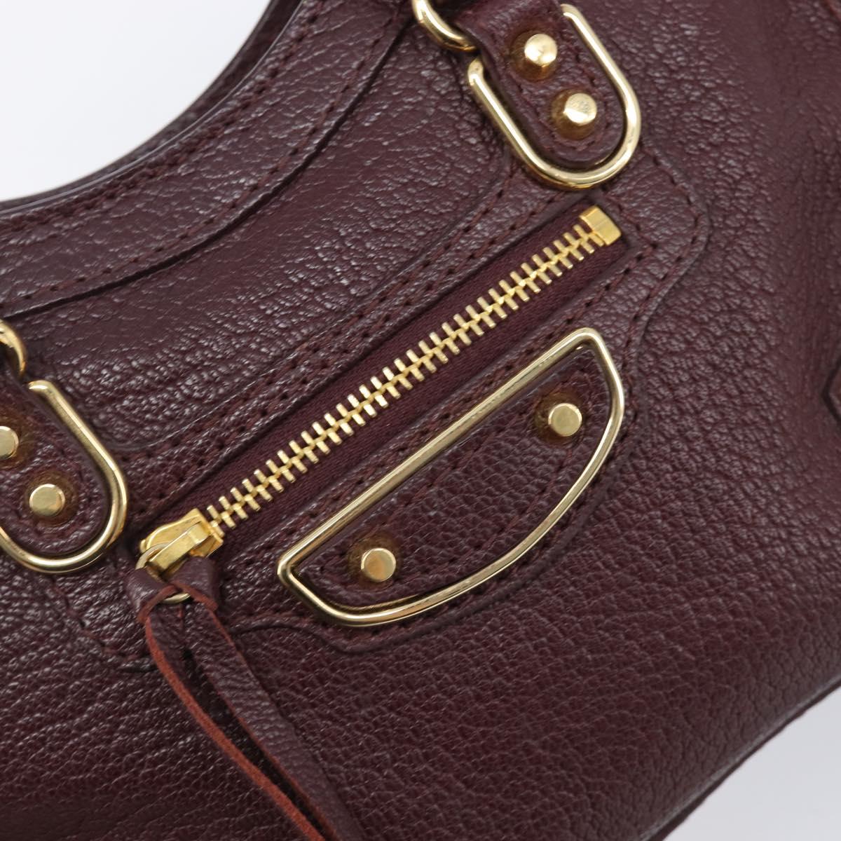 BALENCIAGA Classic Metallic Edge Nano City Leather Bordeaux 505982 Auth 202292V
