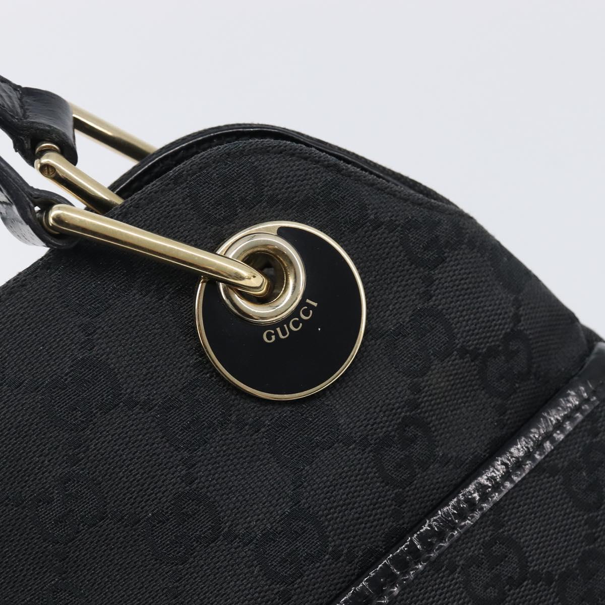 GUCCI GG Canvas Tote Bag Black Gold Tone 121023 Auth 202293A