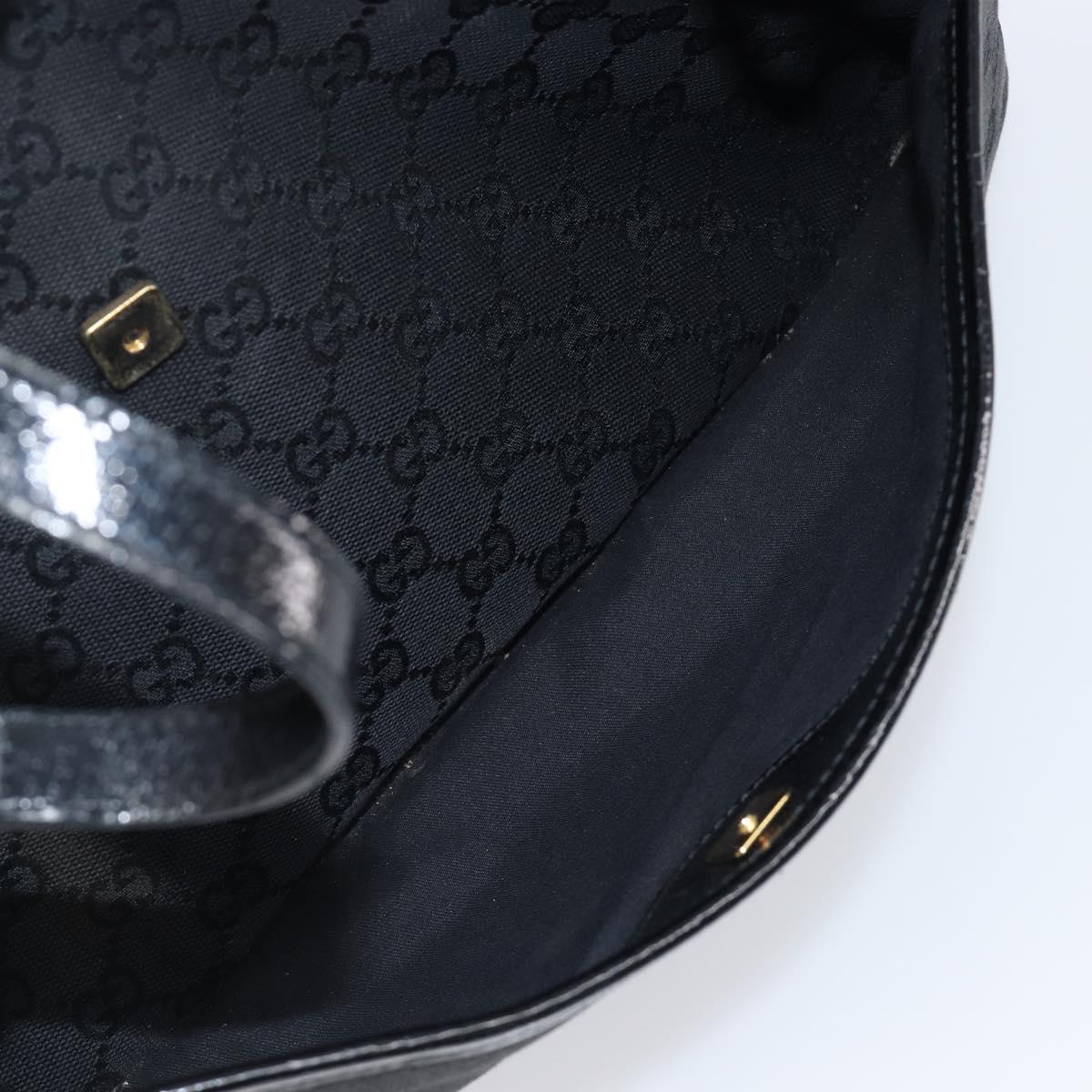 GUCCI GG Canvas Tote Bag Black Gold Tone 121023 Auth 202293A