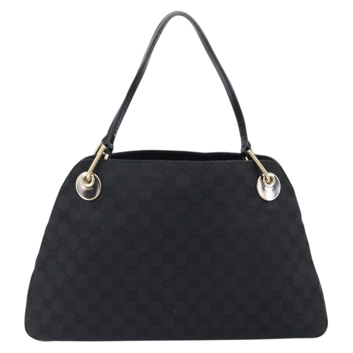 GUCCI GG Canvas Tote Bag Black Gold Tone 121023 Auth 202293A