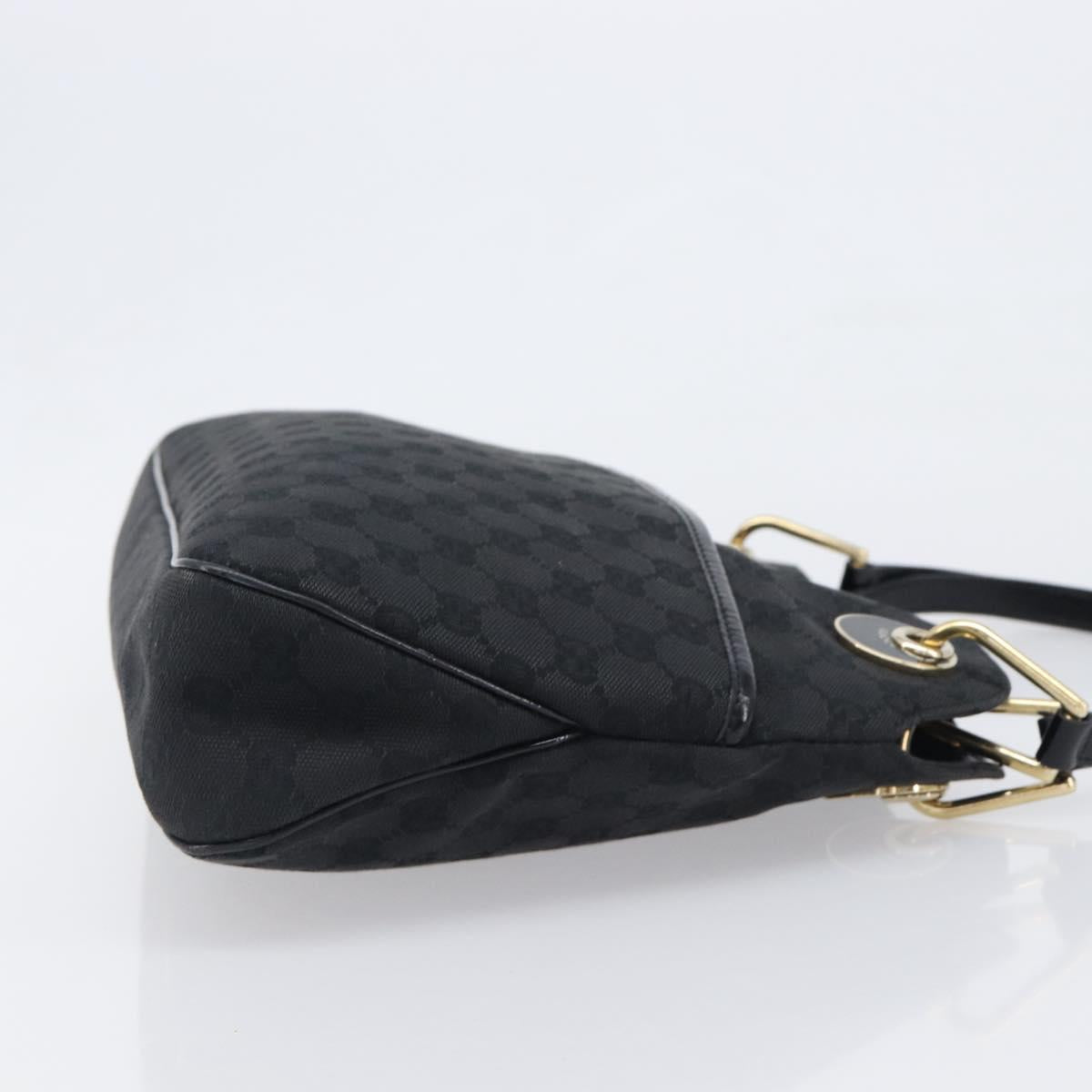 GUCCI GG Canvas Tote Bag Black Gold Tone 121023 Auth 202293A