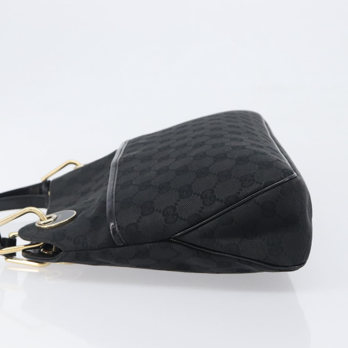 GUCCI GG Canvas Tote Bag Black Gold Tone 121023 Auth 202293A