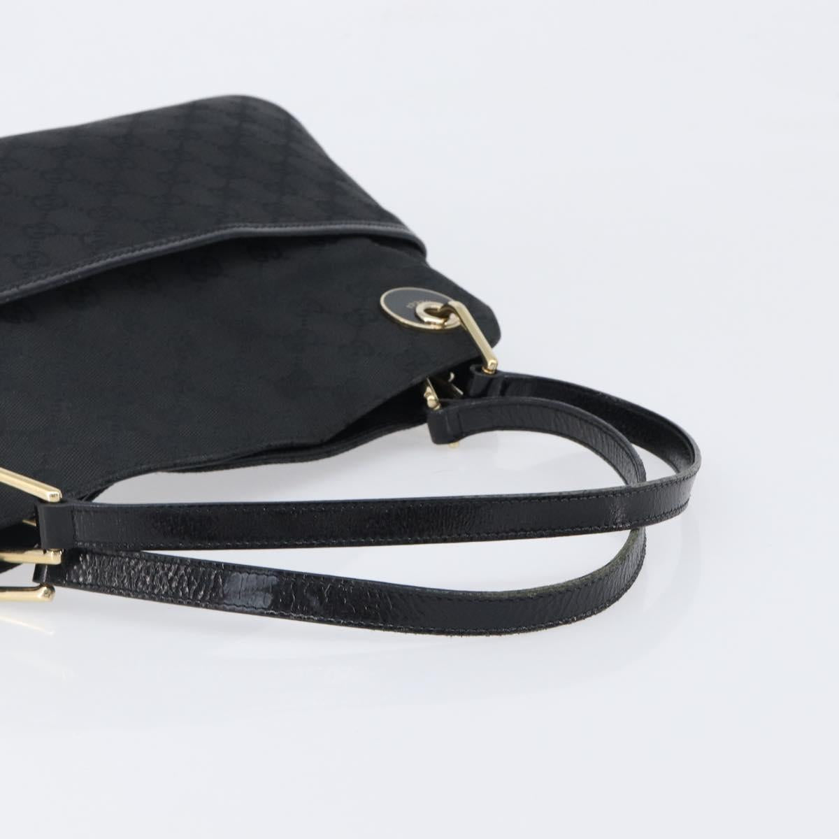 GUCCI GG Canvas Tote Bag Black Gold Tone 121023 Auth 202293A