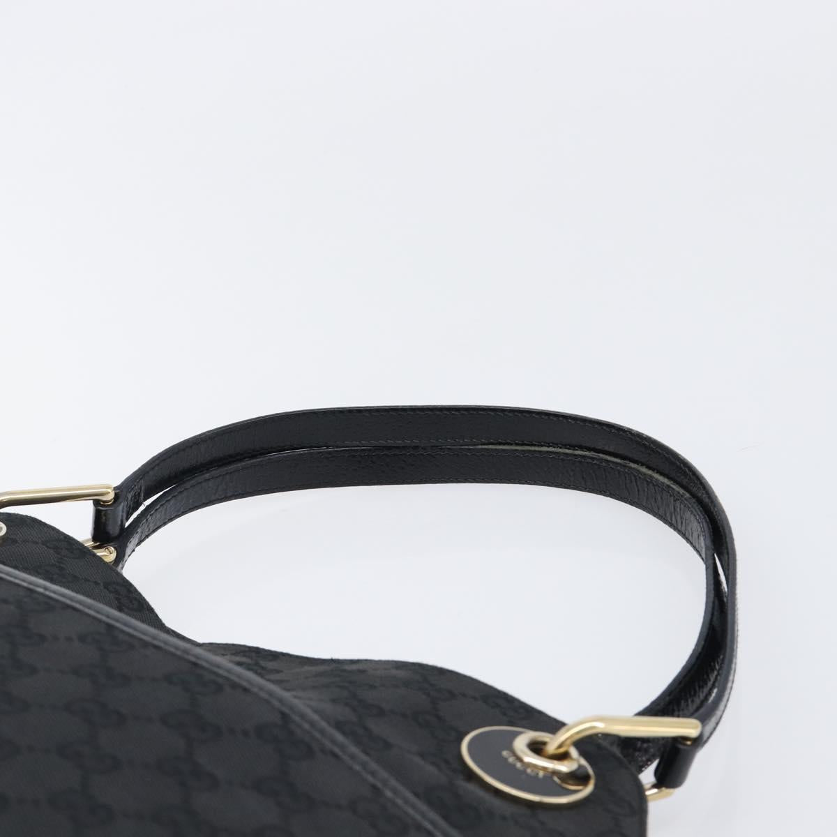 GUCCI GG Canvas Tote Bag Black Gold Tone 121023 Auth 202293A