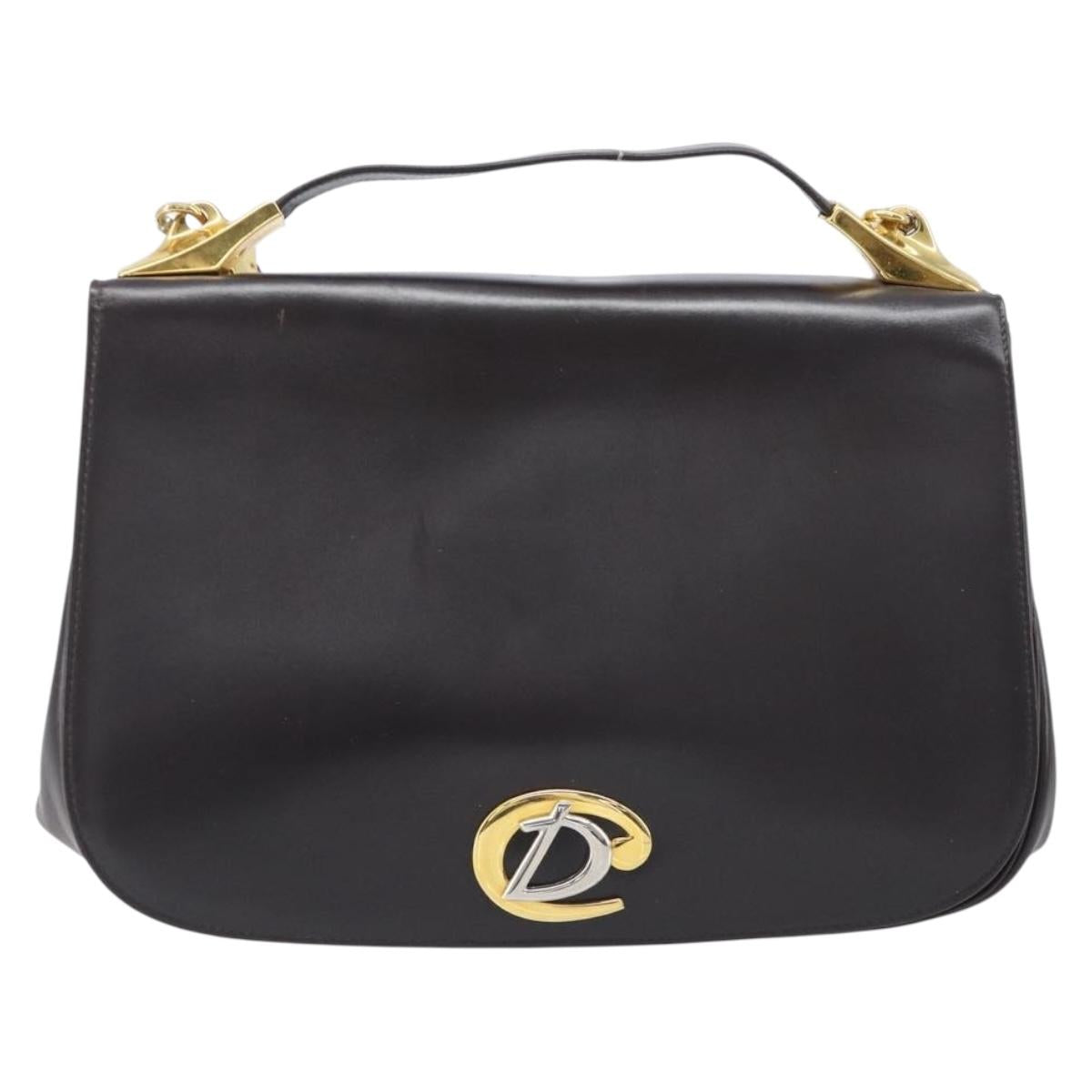 Christian Dior Shoulder Bag Calf Skin 2way Brown Gold Tone Auth 202295A