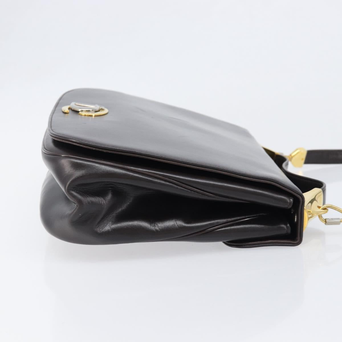 Christian Dior Shoulder Bag Calf Skin 2way Brown Gold Tone Auth 202295A