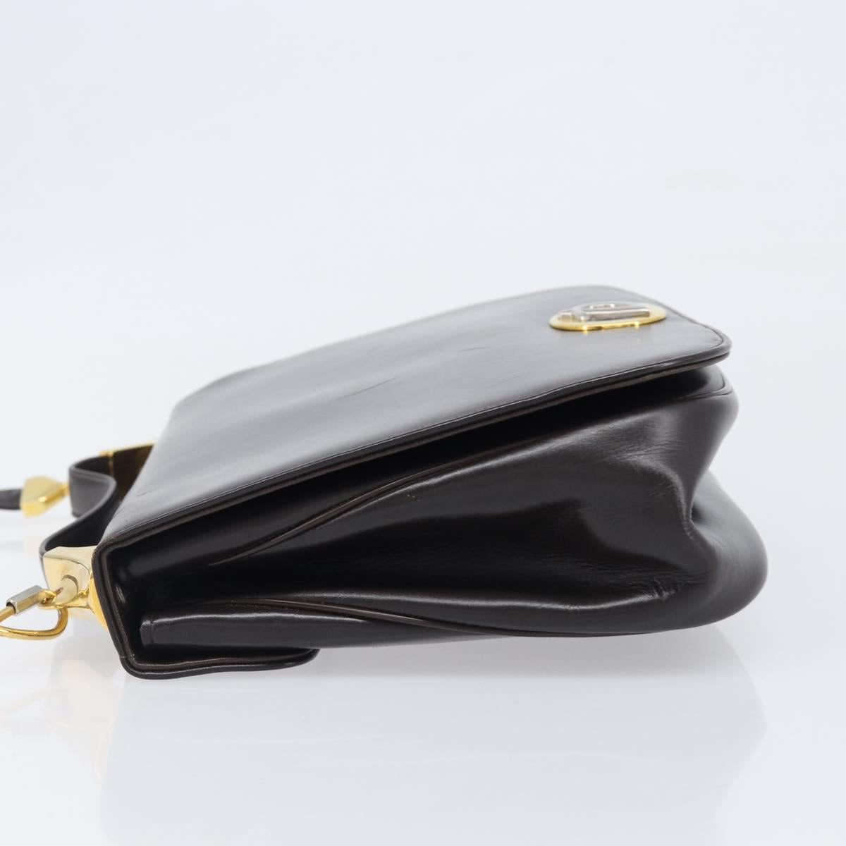 Christian Dior Shoulder Bag Calf Skin 2way Brown Gold Tone Auth 202295A