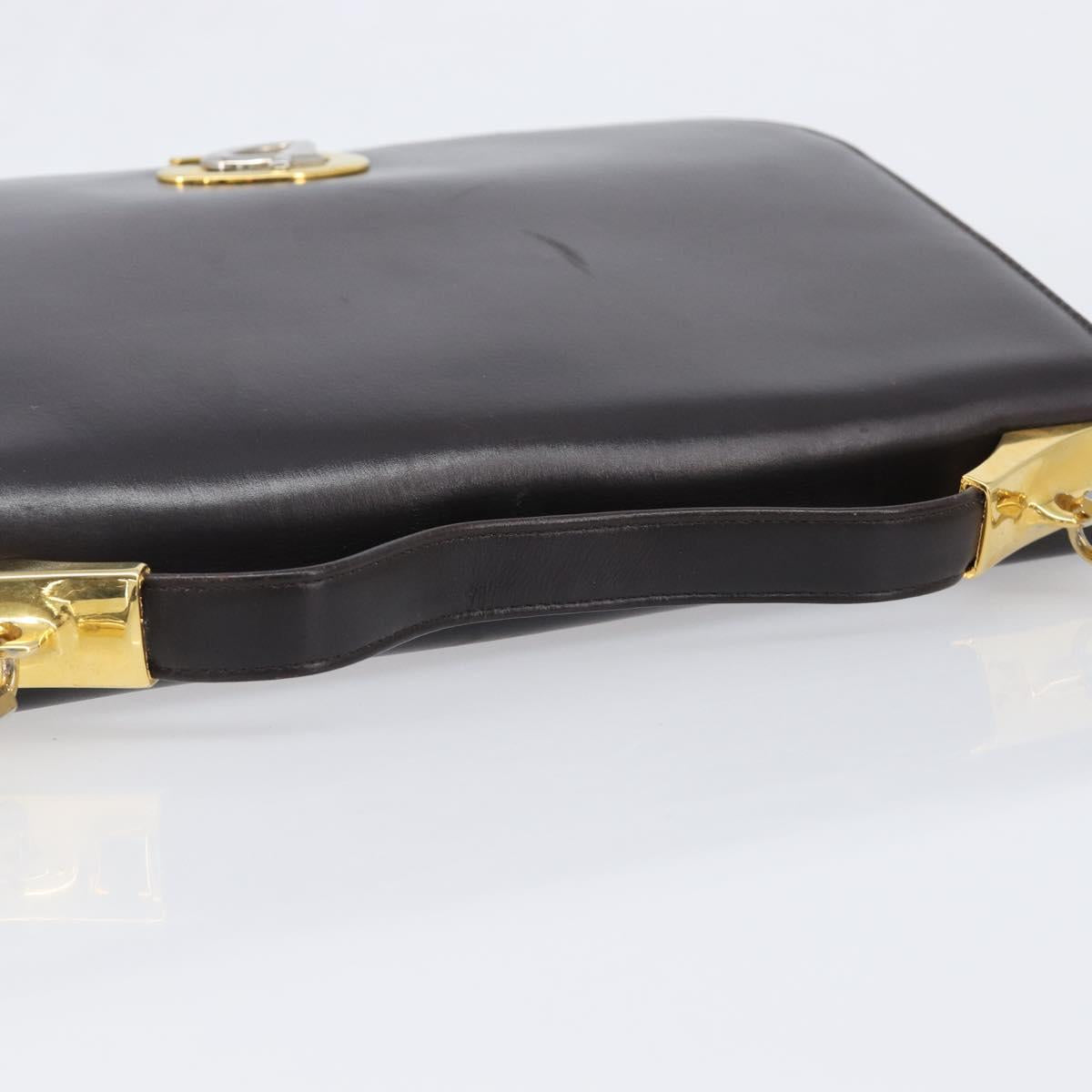 Christian Dior Shoulder Bag Calf Skin 2way Brown Gold Tone Auth 202295A