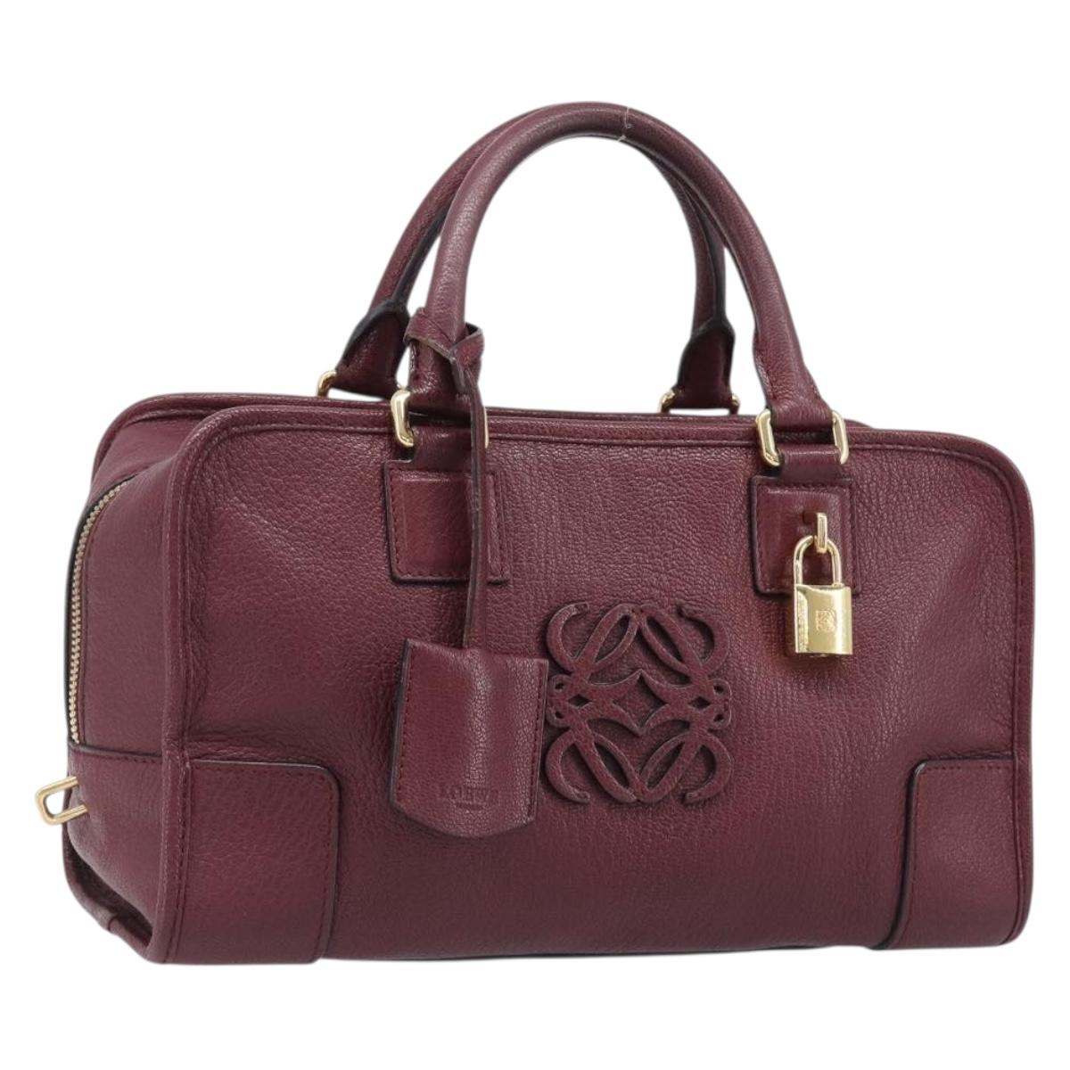 LOEWE Amazona 28 Hand Bag Leather Bordeaux Gold Auth 202297V