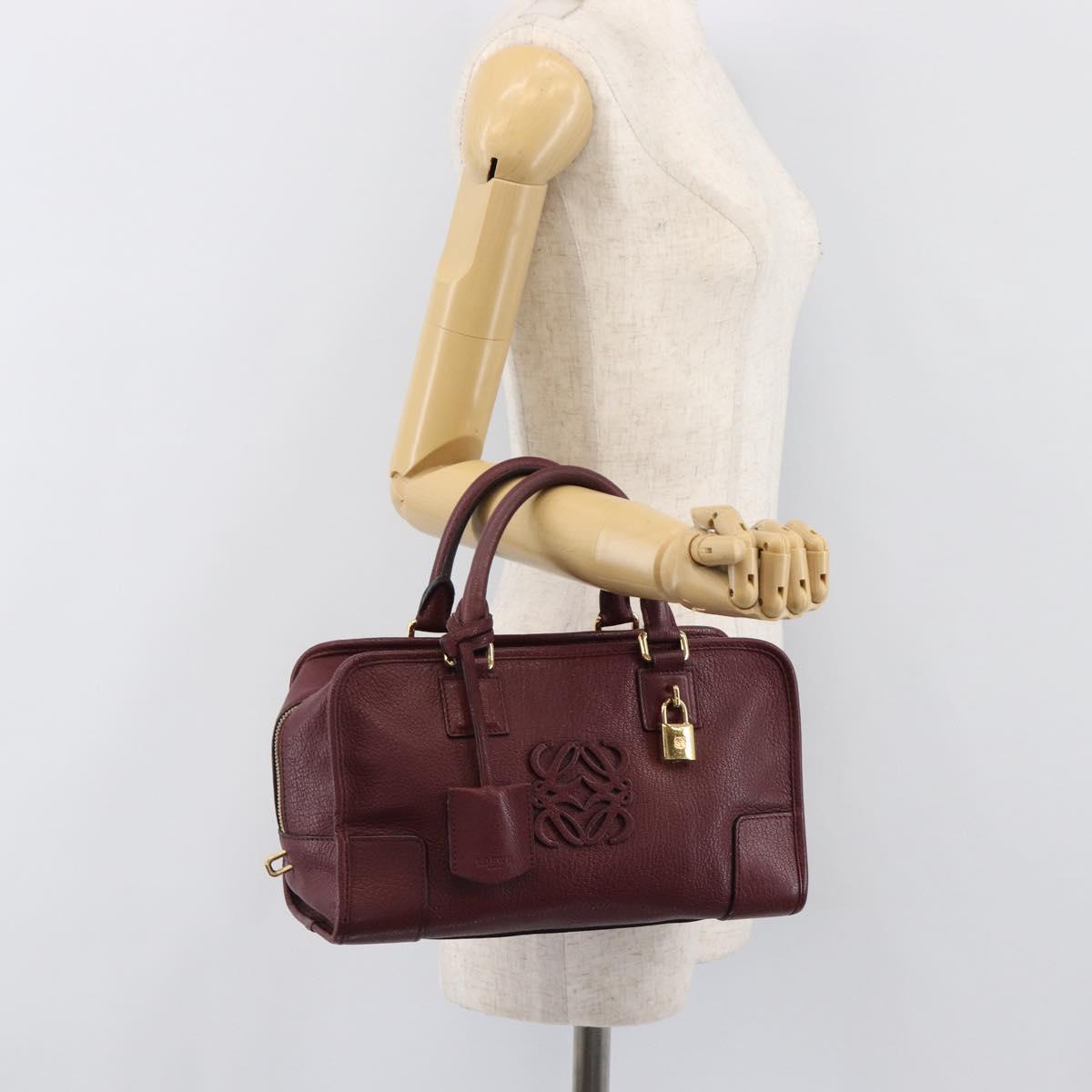 LOEWE Amazona 28 Hand Bag Leather Bordeaux Gold Auth 202297V