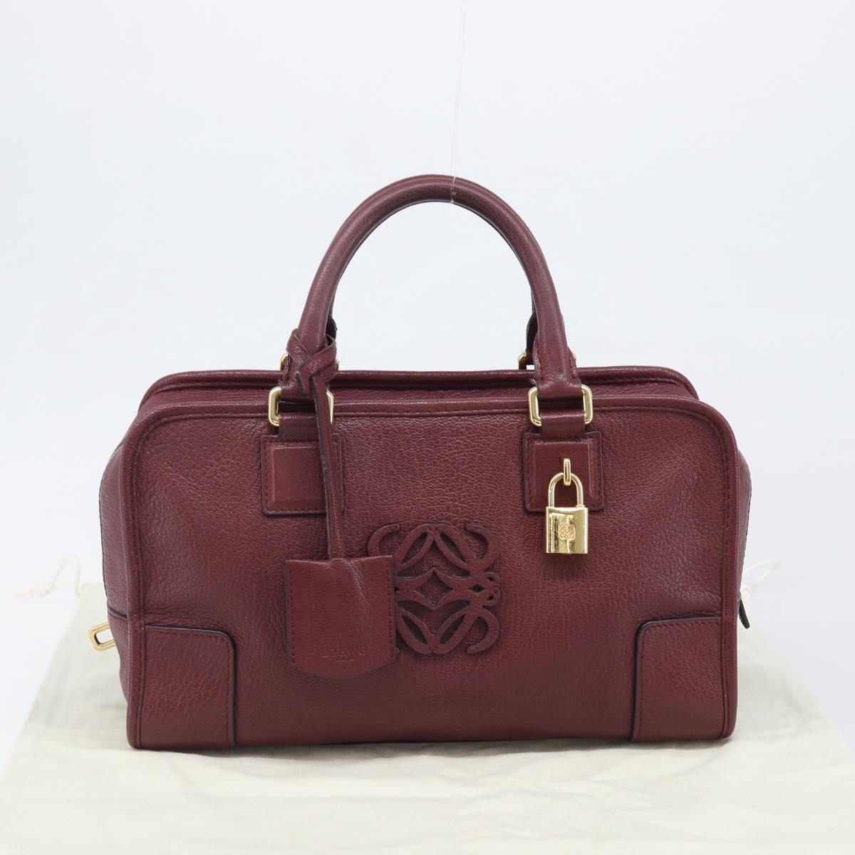 LOEWE Amazona 28 Hand Bag Leather Bordeaux Gold Auth 202297V