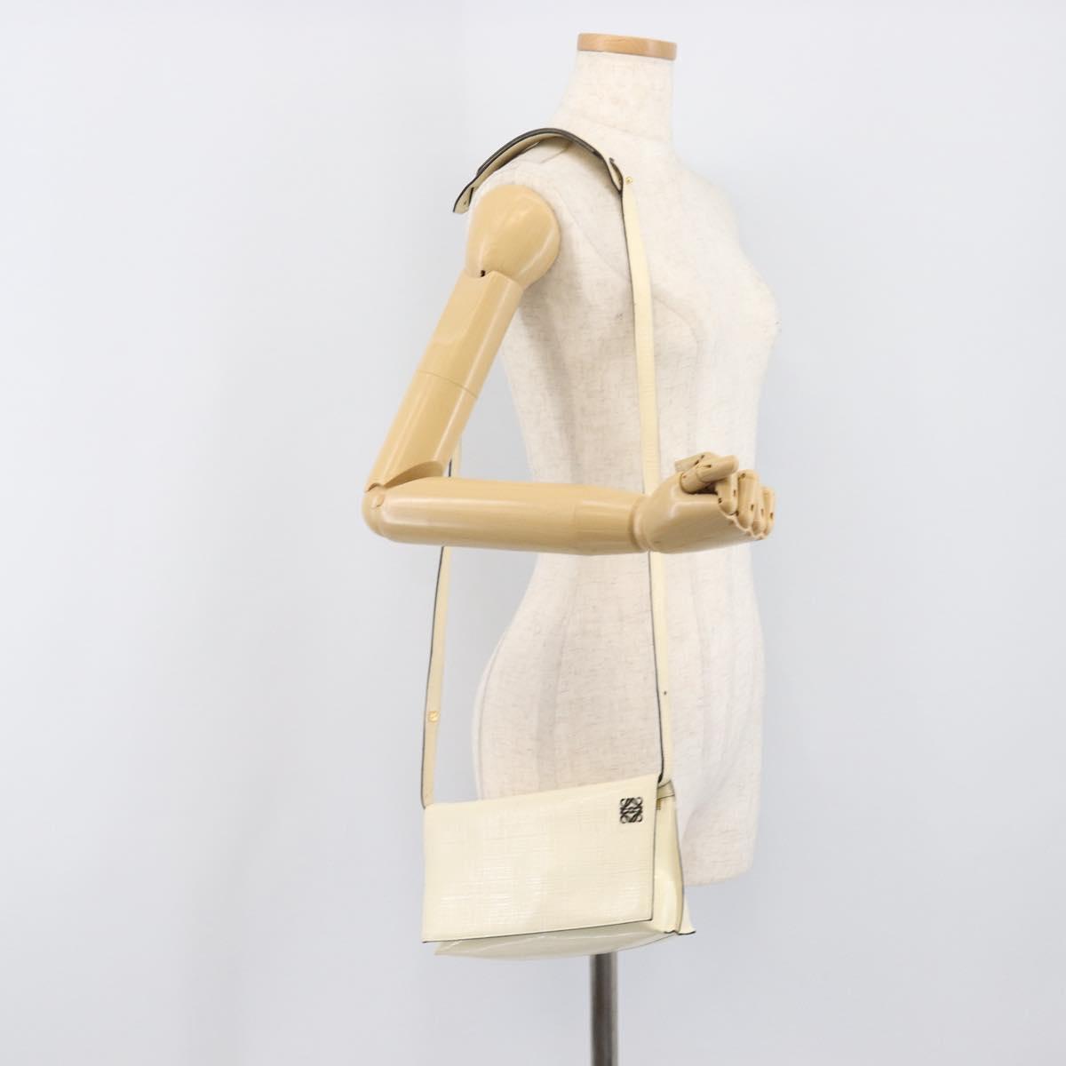 LOEWE Shoulder Bag Leather Ivory Gold Tone Auth 202298