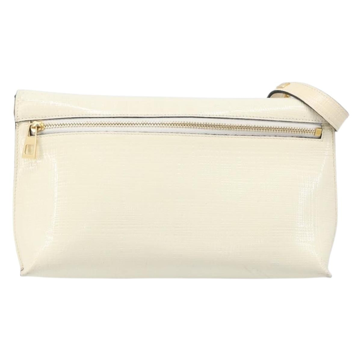 LOEWE Shoulder Bag Leather Ivory Gold Tone Auth 202298