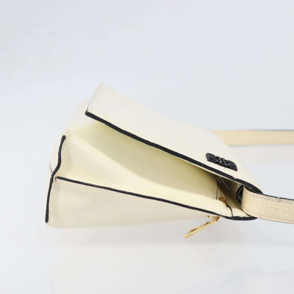 LOEWE Shoulder Bag Leather Ivory Gold Tone Auth 202298