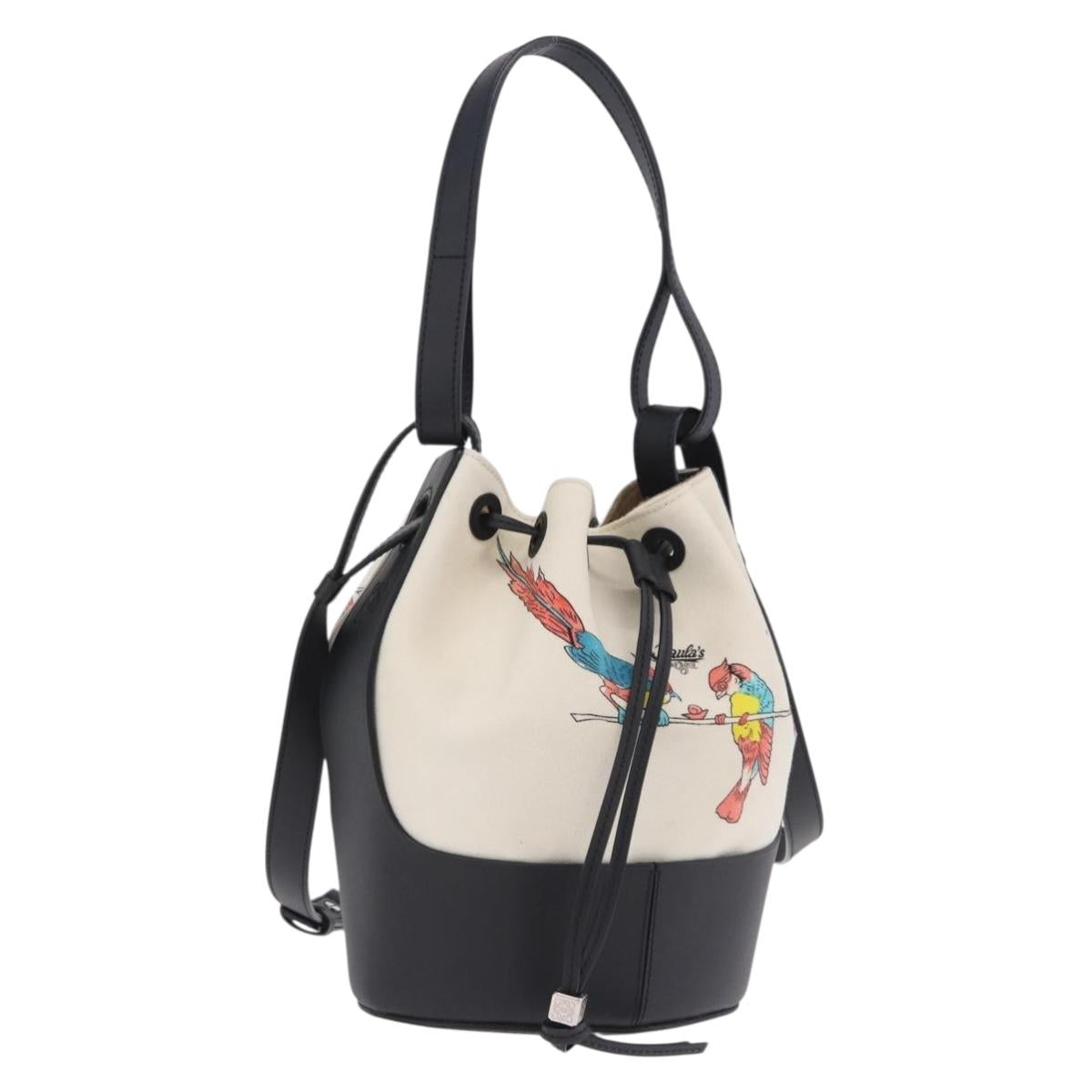 LOEWE Paula's Ibiza Collaboration Bag Canvas 2way Ivory Silver Auth 202301M