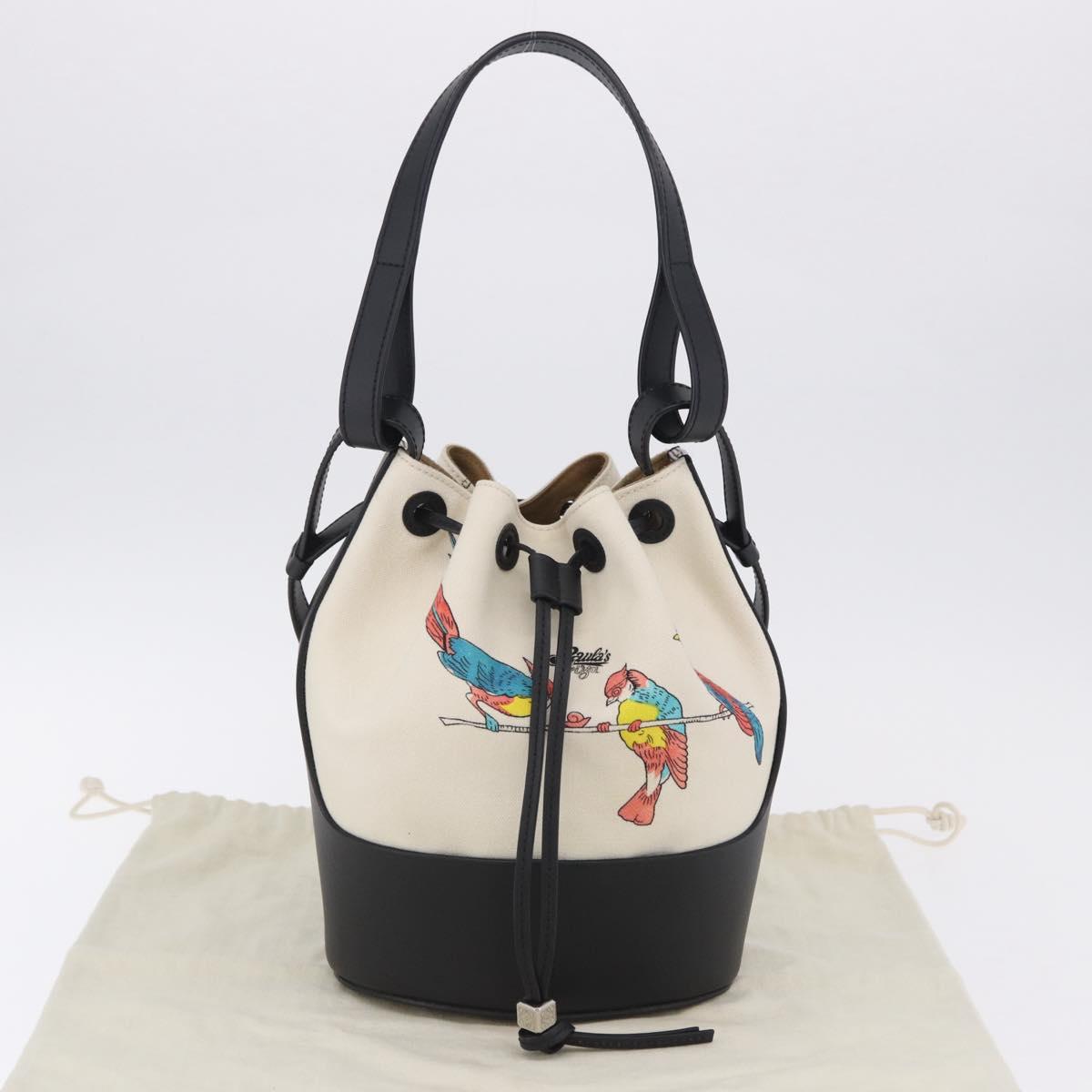LOEWE Paula's Ibiza Collaboration Bag Canvas 2way Ivory Silver Auth 202301M
