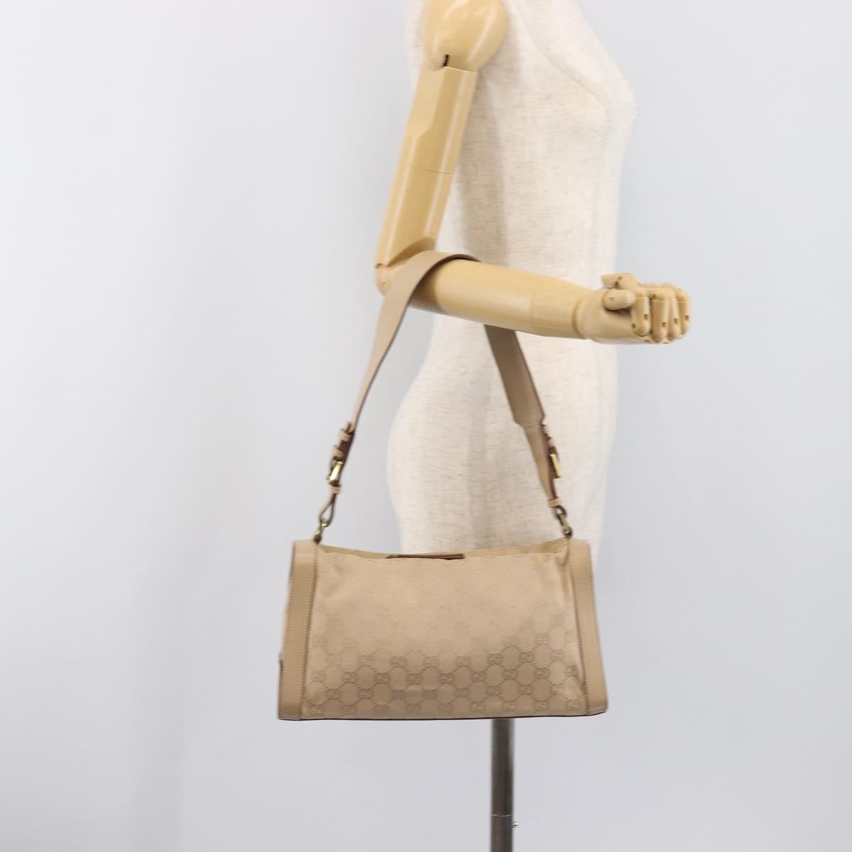 GUCCI GG Canvas Shoulder Bag Beige Gold Tone 92706 Auth 202302A