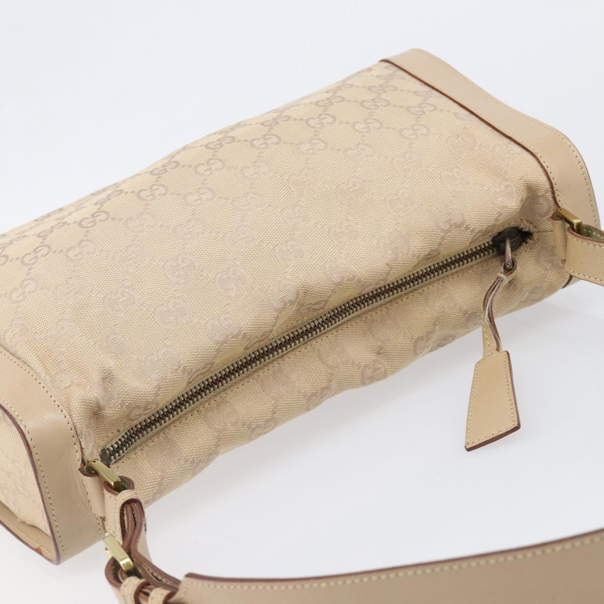 GUCCI GG Canvas Shoulder Bag Beige Gold Tone 92706 Auth 202302A
