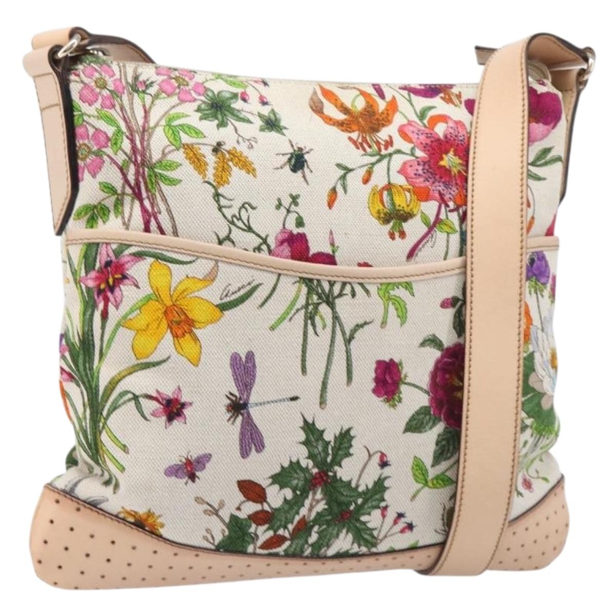 GUCCI flora Shoulder Bag Canvas Multicolor Gold Tone 145857 Auth 202303A