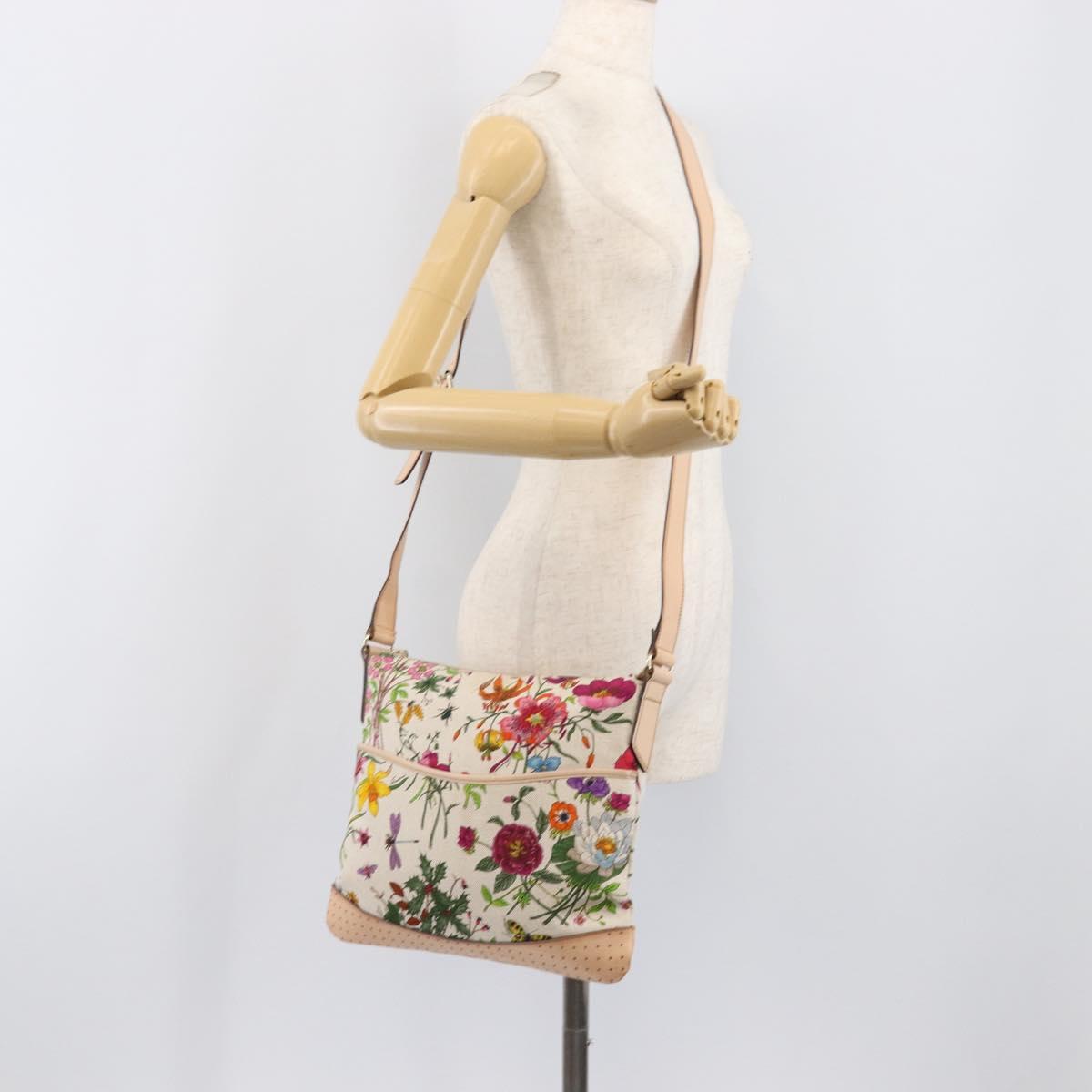 GUCCI flora Shoulder Bag Canvas Multicolor Gold Tone 145857 Auth 202303A