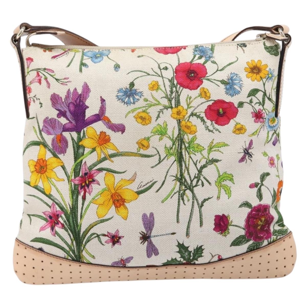 GUCCI flora Shoulder Bag Canvas Multicolor Gold Tone 145857 Auth 202303A